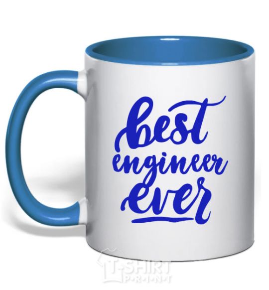 Mug with a colored handle Best engineer ever royal-blue фото