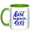 Mug with a colored handle Best engineer ever kelly-green фото