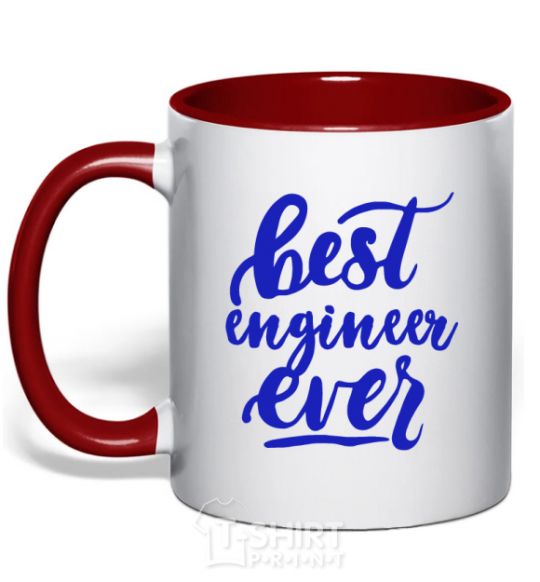 Mug with a colored handle Best engineer ever red фото