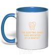 Mug with a colored handle The electric chair was invented by a dentist royal-blue фото