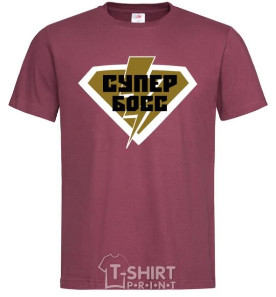 Men's T-Shirt Super Boss logo burgundy фото