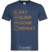 Мужская футболка Eat sleep code repeat icons Темно-синий фото