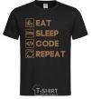 Мужская футболка Eat sleep code repeat icons Черный фото