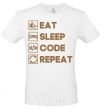 Мужская футболка Eat sleep code repeat icons Белый фото