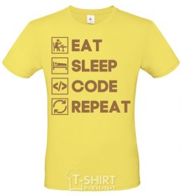 Men's T-Shirt Eat sleep code repeat icons cornsilk фото
