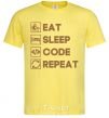 Мужская футболка Eat sleep code repeat icons Лимонный фото