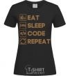 Women's T-shirt Eat sleep code repeat icons black фото