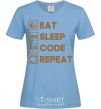 Women's T-shirt Eat sleep code repeat icons sky-blue фото