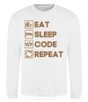 Sweatshirt Eat sleep code repeat icons White фото