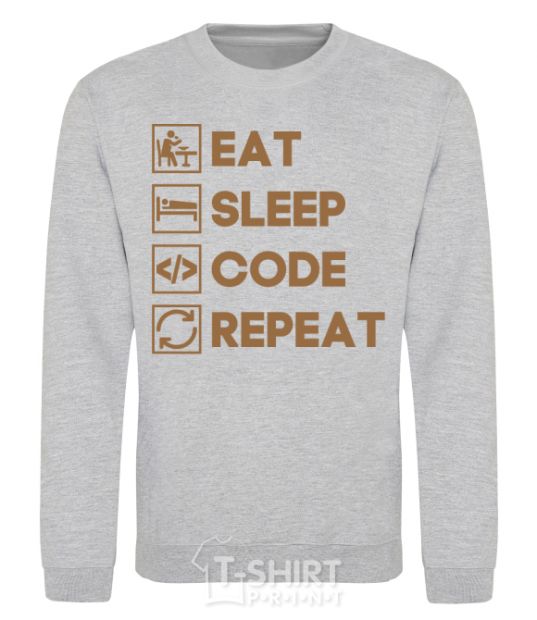 Sweatshirt Eat sleep code repeat icons sport-grey фото