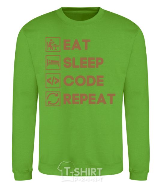 Sweatshirt Eat sleep code repeat icons orchid-green фото