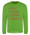 Sweatshirt Eat sleep code repeat icons orchid-green фото