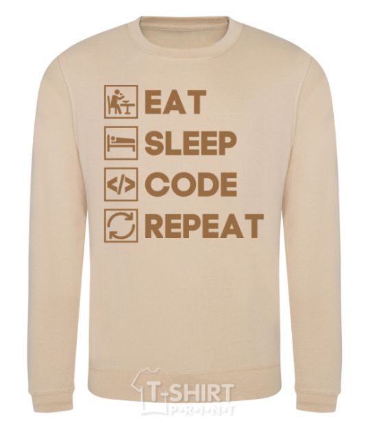 Sweatshirt Eat sleep code repeat icons sand фото