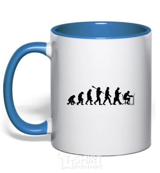 Mug with a colored handle The evolution of the programmer royal-blue фото