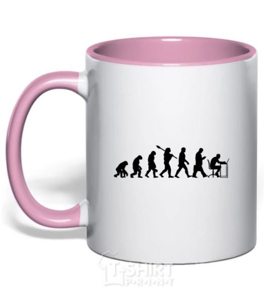 Mug with a colored handle The evolution of the programmer light-pink фото