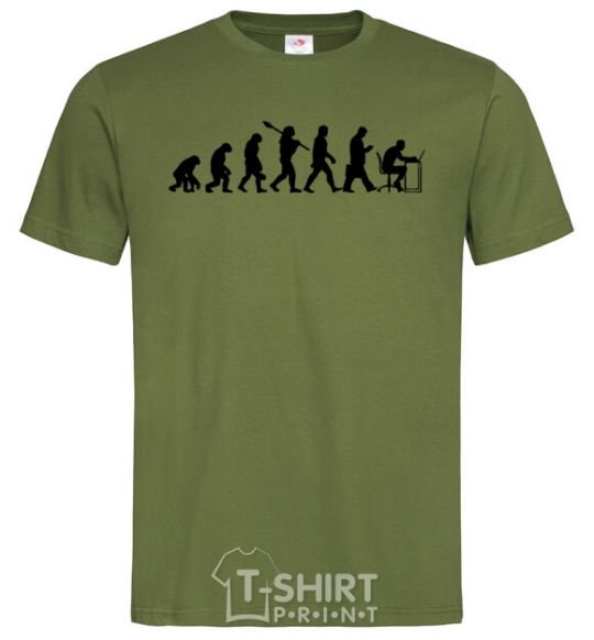 Мужская футболка Эволюция программиста Оливковый фото