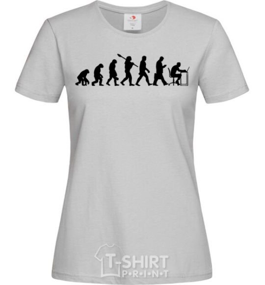Women's T-shirt The evolution of the programmer grey фото