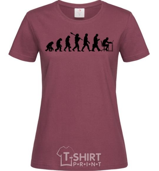 Women's T-shirt The evolution of the programmer burgundy фото