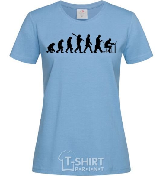 Women's T-shirt The evolution of the programmer sky-blue фото