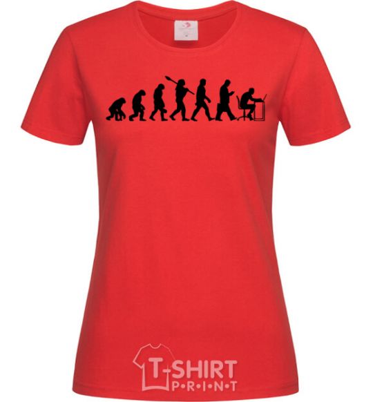 Women's T-shirt The evolution of the programmer red фото