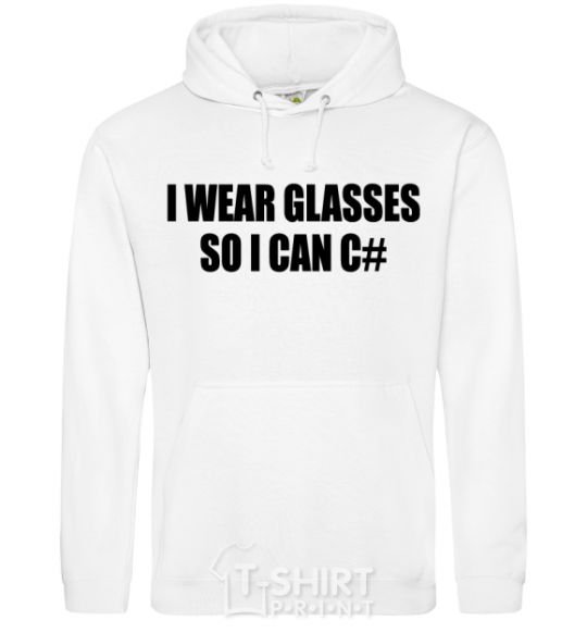 Men`s hoodie I wear glasses so i can code White фото