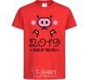 Детская футболка 2019 Year of the pig Красный фото