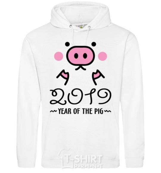 Men`s hoodie 2019 Year of the pig White фото