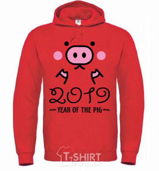 Men`s hoodie 2019 Year of the pig bright-red фото