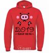 Men`s hoodie 2019 Year of the pig bright-red фото