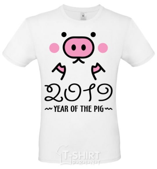 Men's T-Shirt 2019 Year of the pig White фото