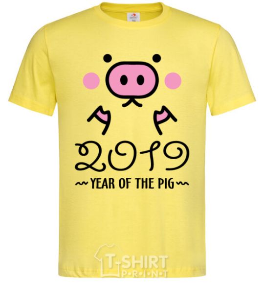 Men's T-Shirt 2019 Year of the pig cornsilk фото