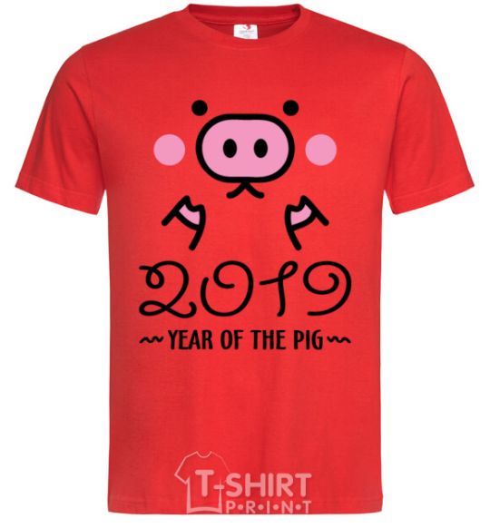 Men's T-Shirt 2019 Year of the pig red фото