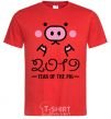 Men's T-Shirt 2019 Year of the pig red фото