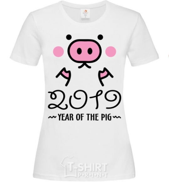 Women's T-shirt 2019 Year of the pig White фото