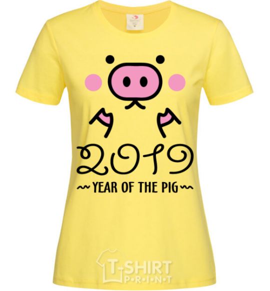 Women's T-shirt 2019 Year of the pig cornsilk фото