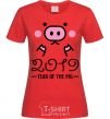Women's T-shirt 2019 Year of the pig red фото