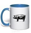 Mug with a colored handle Just pig royal-blue фото