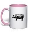 Mug with a colored handle Just pig light-pink фото