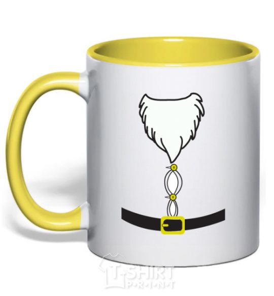 Mug with a colored handle Fat Santa Suit yellow фото