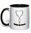 Mug with a colored handle Fat Santa Suit black фото