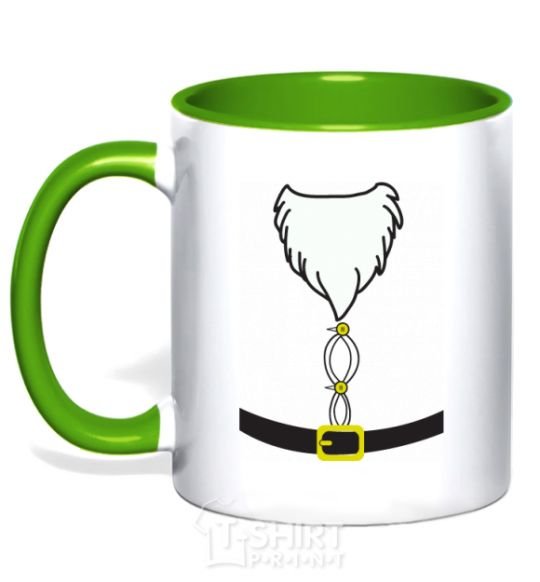 Mug with a colored handle Fat Santa Suit kelly-green фото
