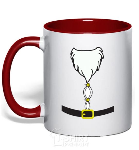 Mug with a colored handle Fat Santa Suit red фото