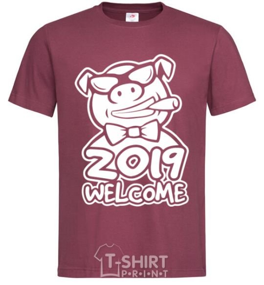 Men's T-Shirt 2019 welcome burgundy фото