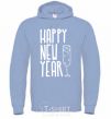 Men`s hoodie Happy new year champange sky-blue фото