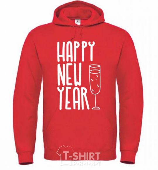 Men`s hoodie Happy new year champange bright-red фото