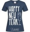 Women's T-shirt Happy new year champange navy-blue фото