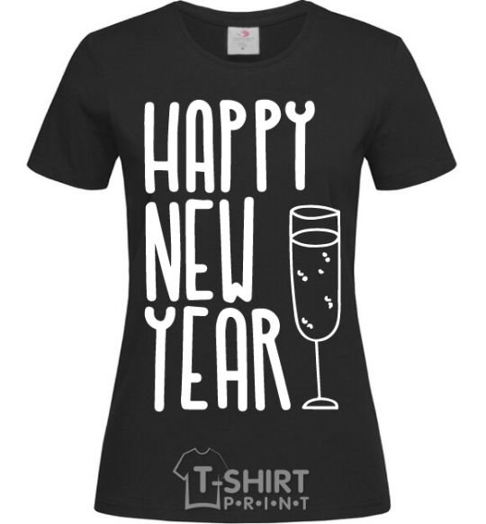 Women's T-shirt Happy new year champange black фото