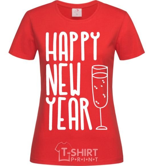 Women's T-shirt Happy new year champange red фото