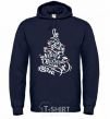 Men`s hoodie Merry Christmas tree navy-blue фото