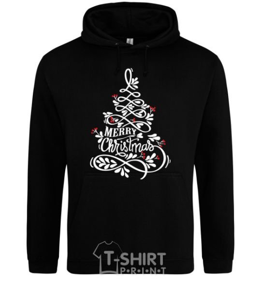 Men`s hoodie Merry Christmas tree black фото